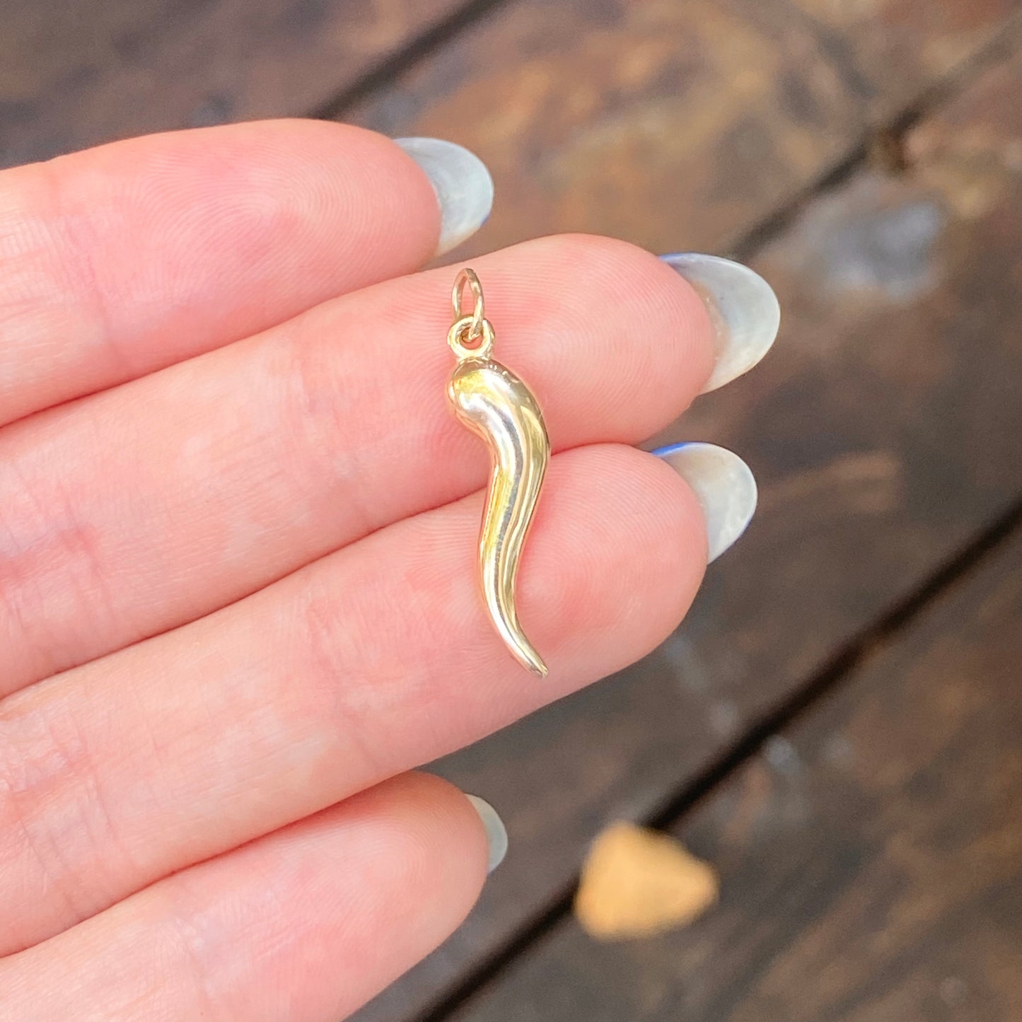 14KT Yellow Gold "Cornicello" Italian Horn Pendant Charm 25mm, 14KT Yellow Gold "Cornicello" Italian Horn Pendant Charm 25mm - Legacy Saint Jewelry