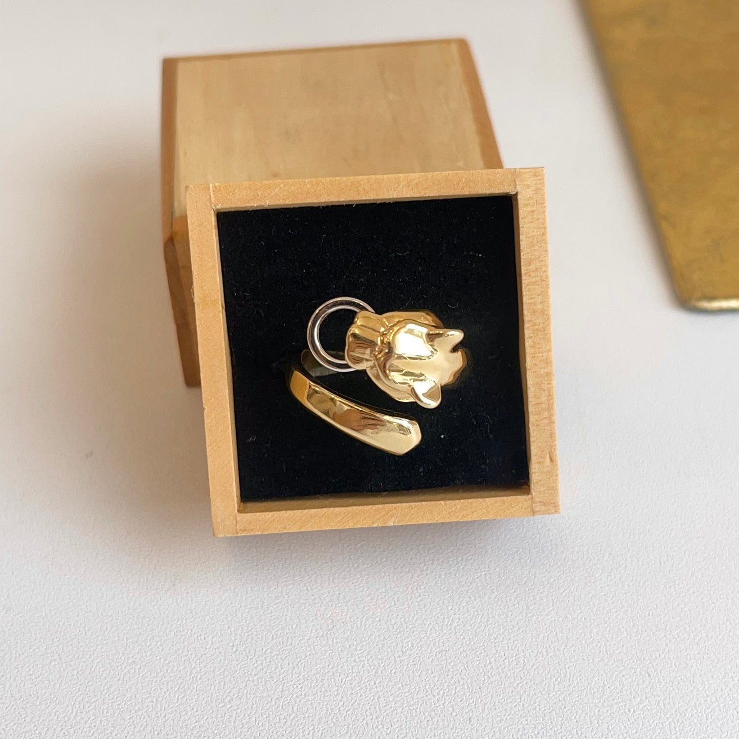 18KT Yellow Gold + White Gold Panther Bypass Ring