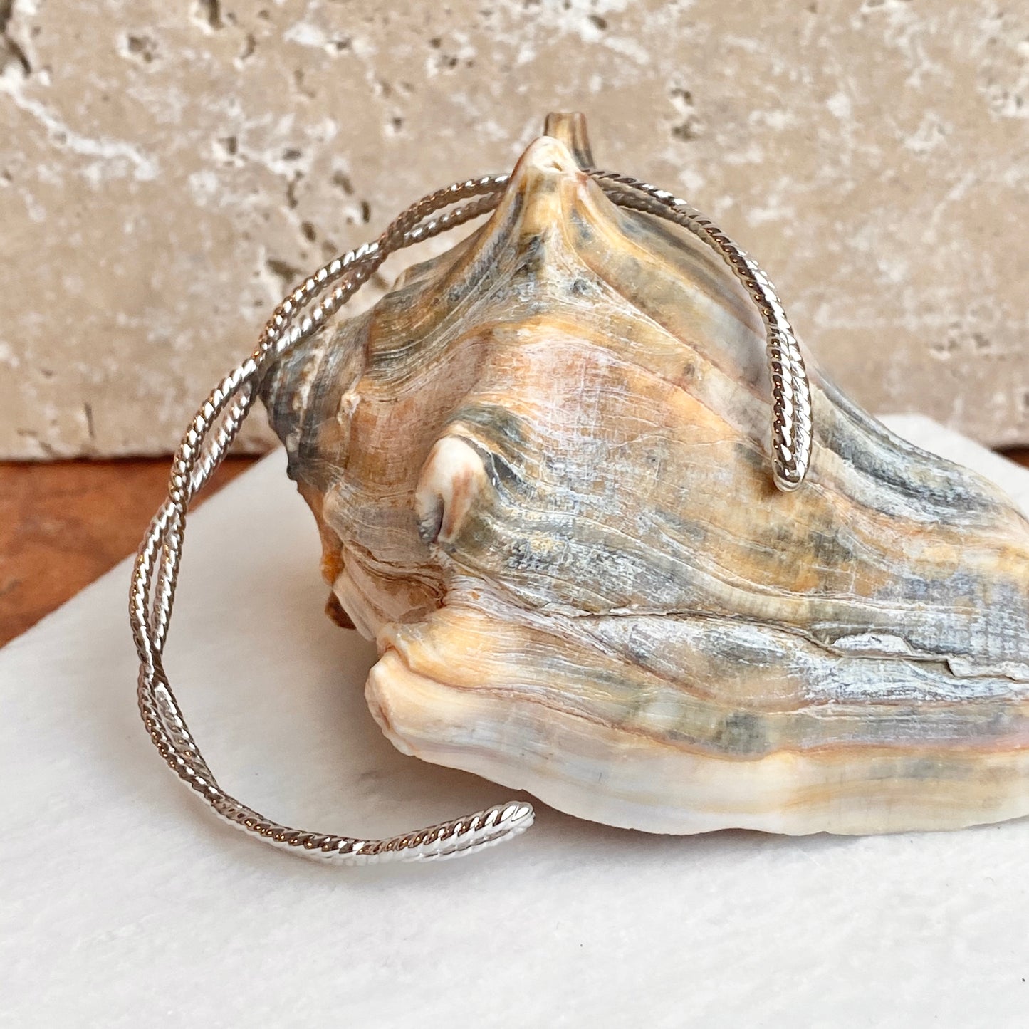 14KT White Gold Rope Twist Cuff Bangle Bracelet, 14KT White Gold Rope Twist Cuff Bangle Bracelet - Legacy Saint Jewelry