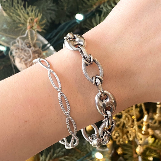 14KT White Gold Rope Twist Cuff Bangle Bracelet, 14KT White Gold Rope Twist Cuff Bangle Bracelet - Legacy Saint Jewelry