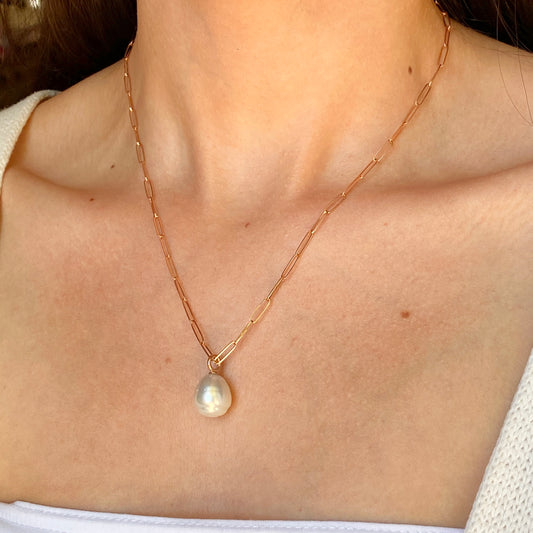 14KT Rose Gold 12mm Paspaley South Sea Pearl Simple Pendant Charm