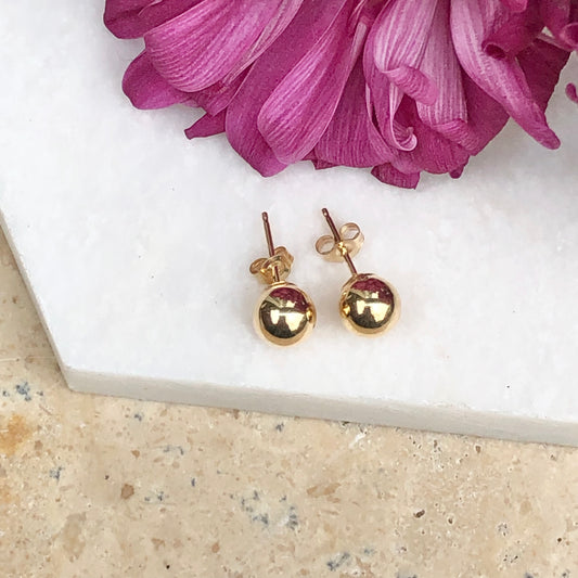 14KT Yellow Gold Polished Ball Stud Earrings 6mm, 14KT Yellow Gold Polished Ball Stud Earrings 6mm - Legacy Saint Jewelry