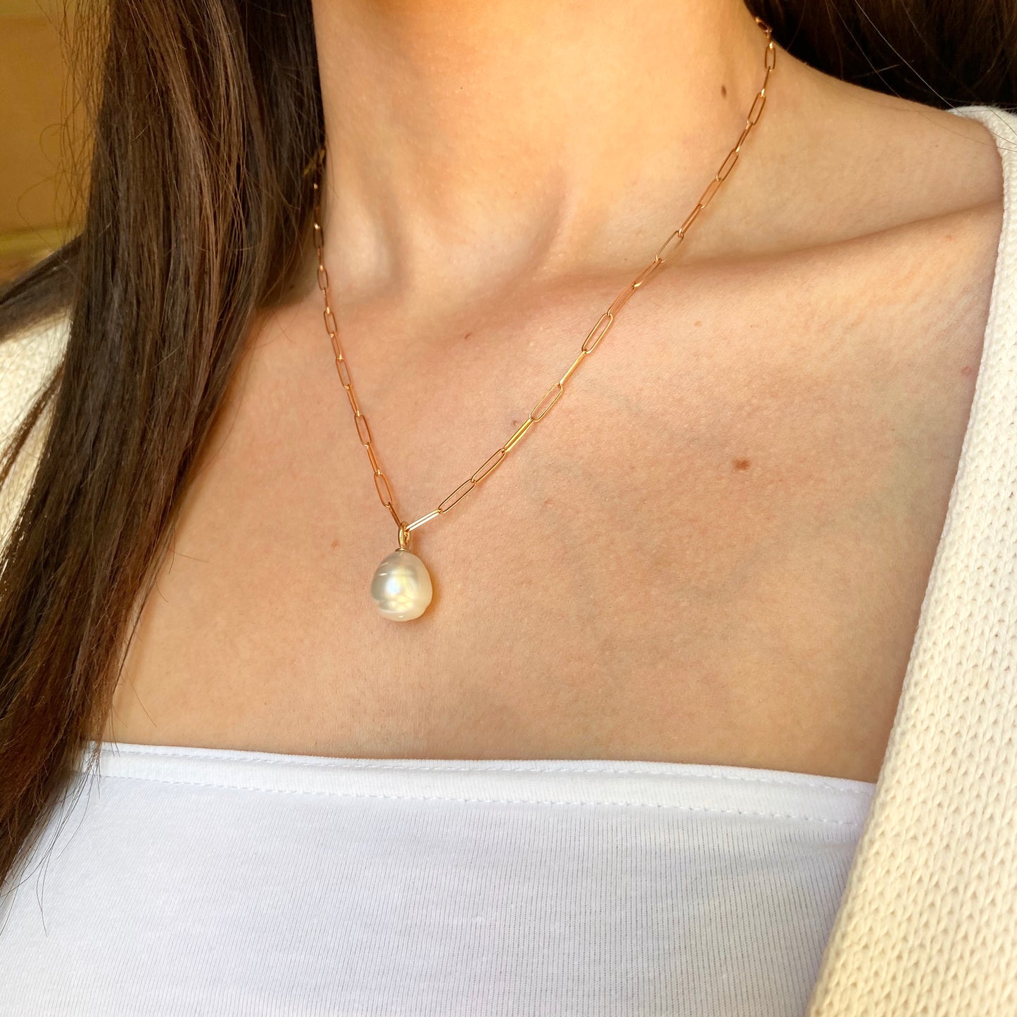 14KT Rose Gold 12mm Paspaley South Sea Pearl Simple Pendant Charm