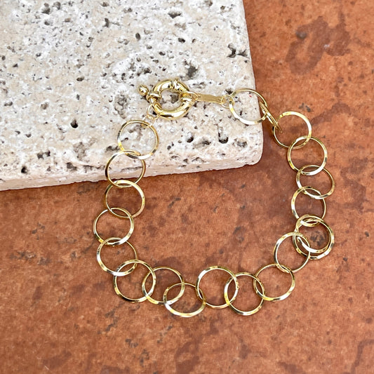 14KT Yellow Gold Polished Open Circles Chain Link Bracelet