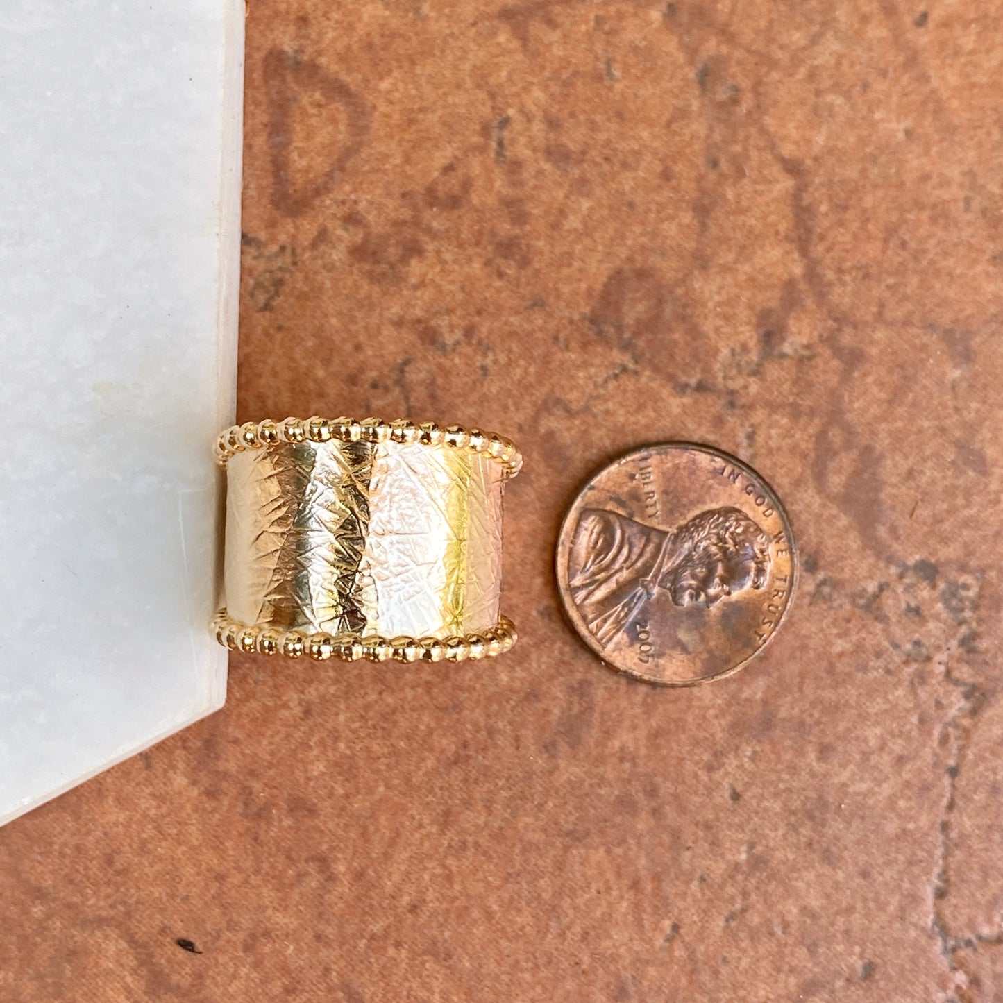 12KT Yellow Gold-Filled Beaded Edge Cigar Band Ring, 12KT Yellow Gold-Filled Beaded Edge Cigar Band Ring - Legacy Saint Jewelry