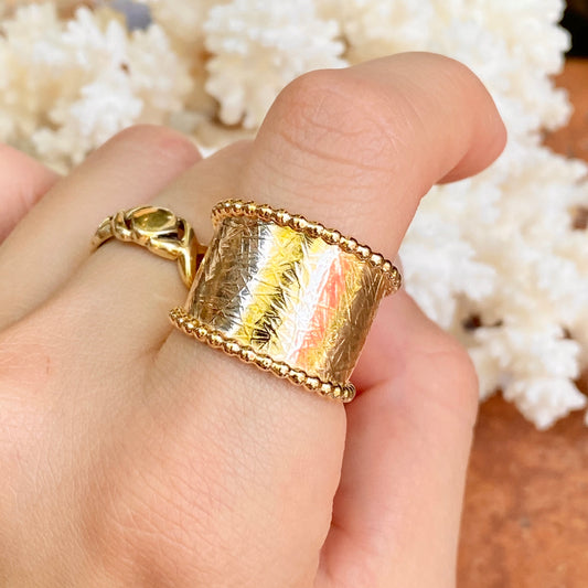 12KT Yellow Gold-Filled Beaded Edge Cigar Band Ring, 12KT Yellow Gold-Filled Beaded Edge Cigar Band Ring - Legacy Saint Jewelry