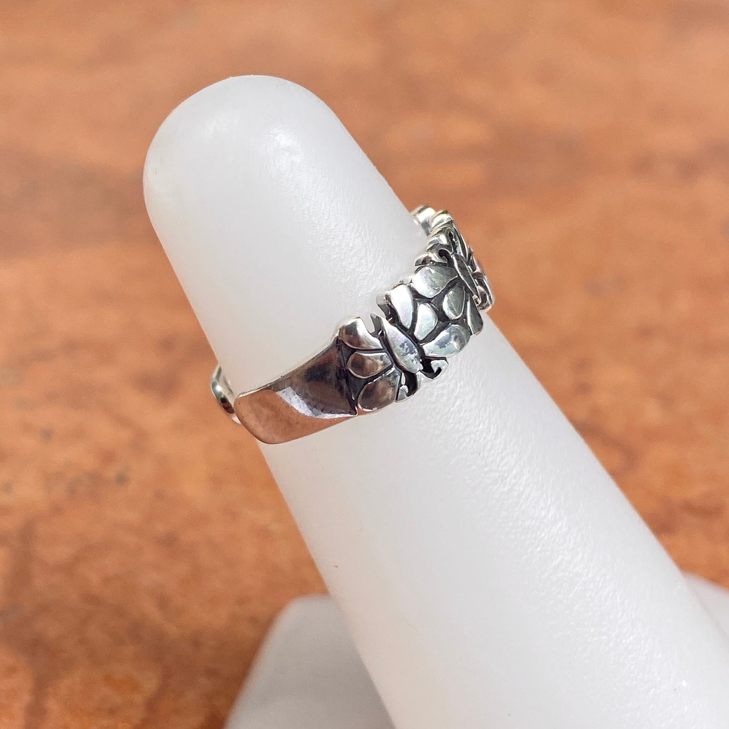 Sterling Silver Detailed Butterflies Toe Ring, Sterling Silver Detailed Butterflies Toe Ring - Legacy Saint Jewelry