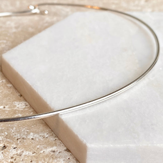 Sterling Silver Neck Wire Ring Hook Closure Necklace 1.8mm, Sterling Silver Neck Wire Ring Hook Closure Necklace 1.8mm - Legacy Saint Jewelry