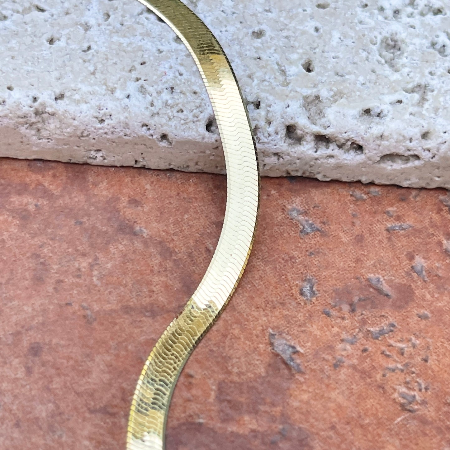 14KT Yellow Gold Flat 4mm Herringbone Chain Necklace