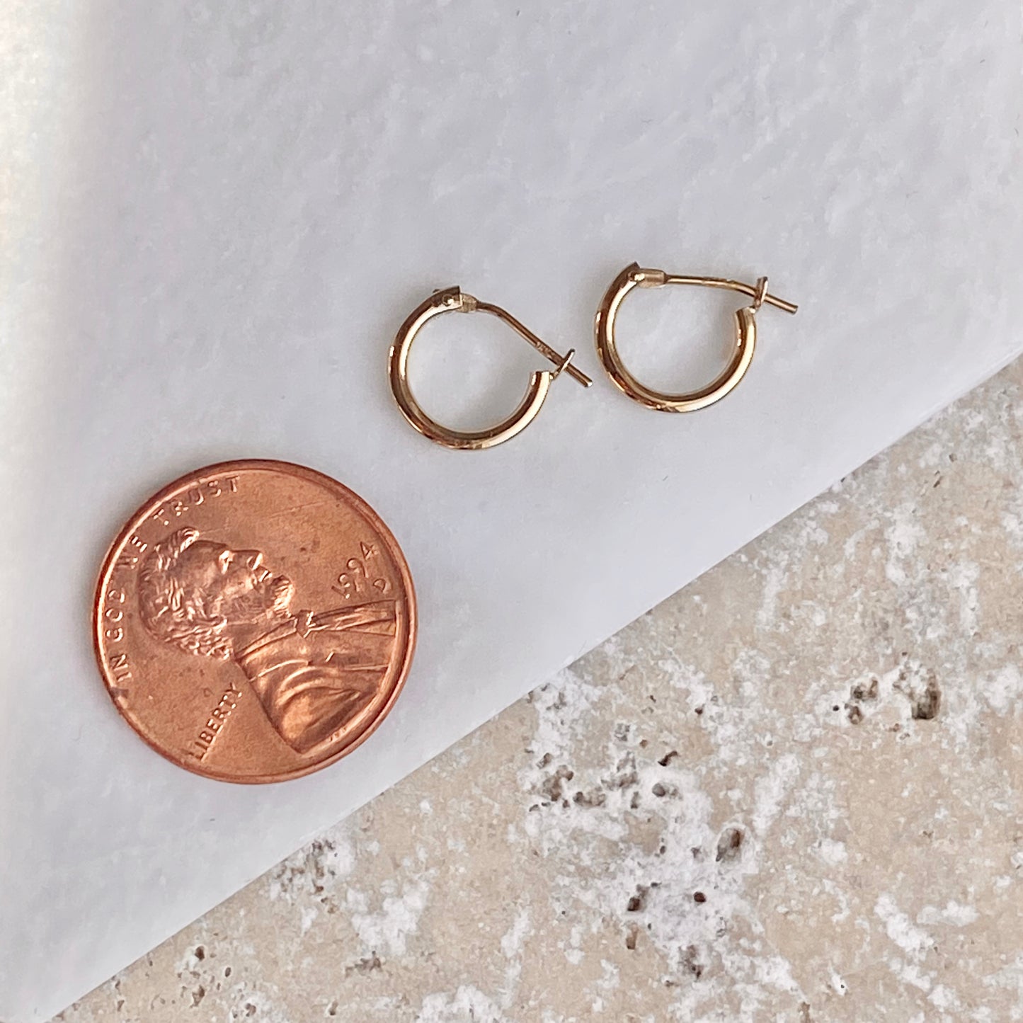14KT Yellow Gold Snap Back Mini Half-Hoop Earrings 8mm, 14KT Yellow Gold Snap Back Mini Half-Hoop Earrings 8mm - Legacy Saint Jewelry