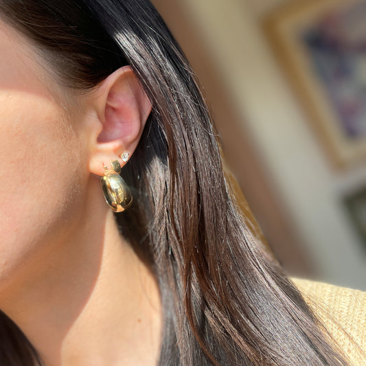 14KT Yellow Gold Chunky Tapered Round Hoop Earrings 27mm