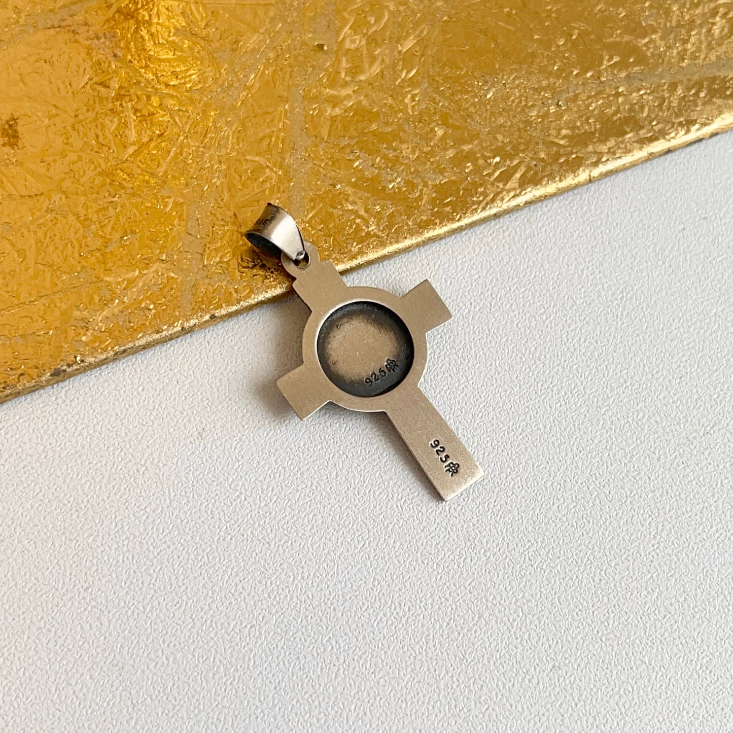 Sterling Silver Antiqued St Michael Medal Cross Pendant