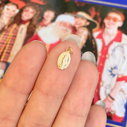 14KT Yellow Gold Polished Oval Miraculous Mini Medal 14mm, 14KT Yellow Gold Polished Oval Miraculous Mini Medal 14mm - Legacy Saint Jewelry