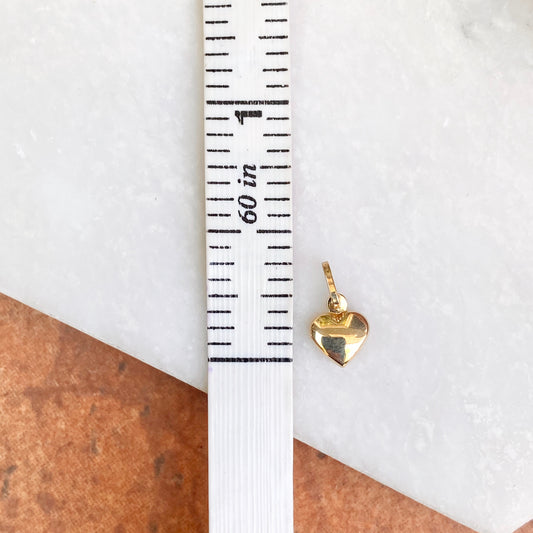 14KT Yellow Gold Mini 3-D Heart Pendant Charm 11mm, 14KT Yellow Gold Mini 3-D Heart Pendant Charm 11mm - Legacy Saint Jewelry