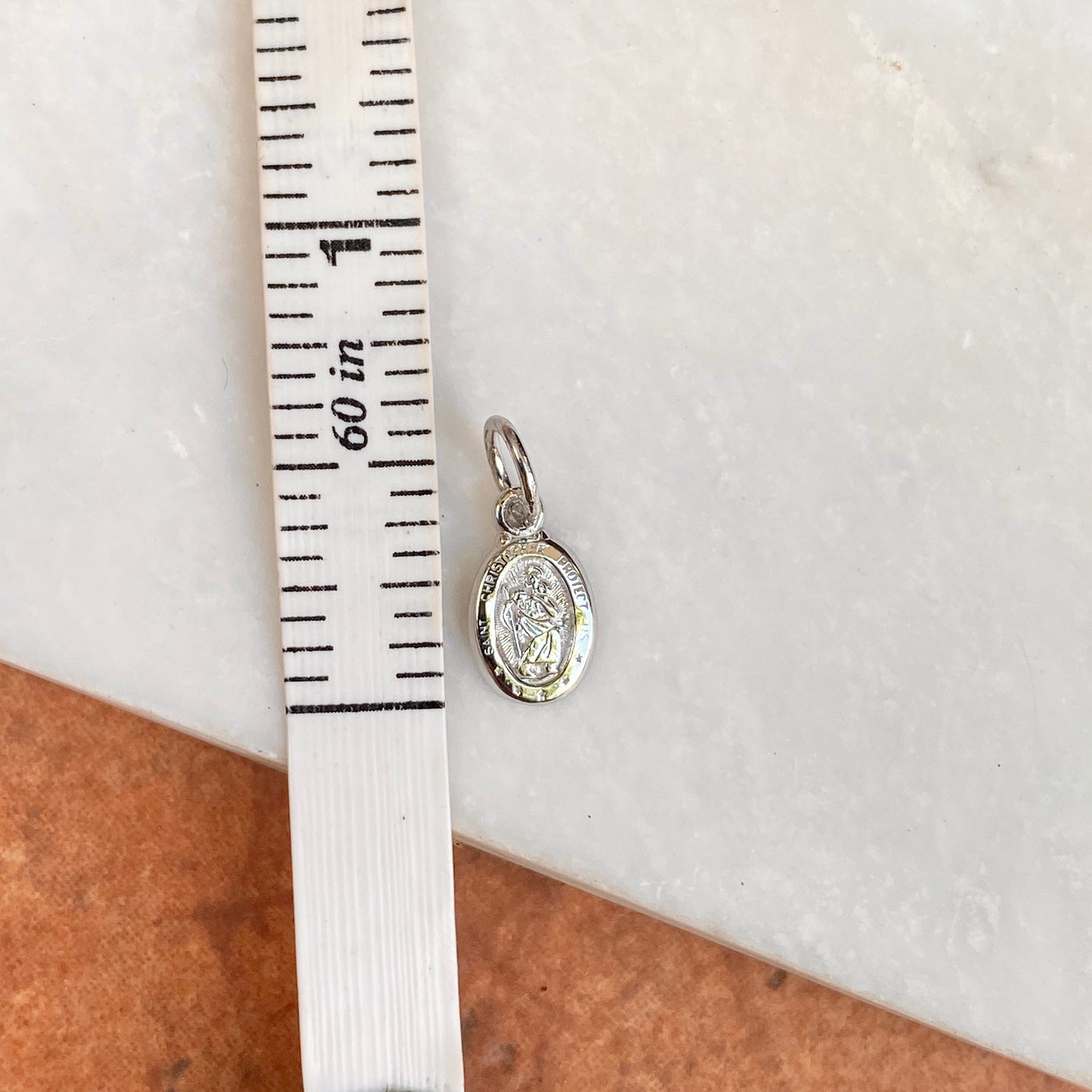 10KT White Gold Saint Christopher Medal Pendant Charm - Legacy Saint Jewelry