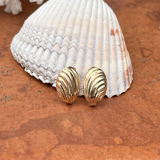 Estate 14KT Yellow Gold Oval Corrugated Interchangeable Drop Earrings