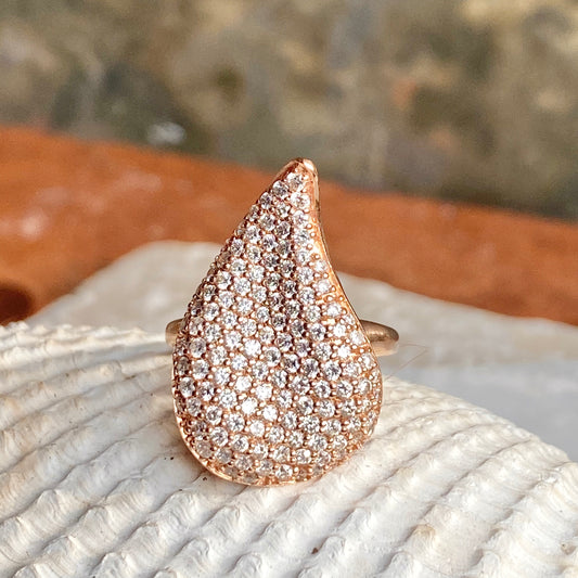 Estate 14KT Rose Gold Pave Diamond Swirl Statement Ring, Estate 14KT Rose Gold Pave Diamond Swirl Statement Ring - Legacy Saint Jewelry