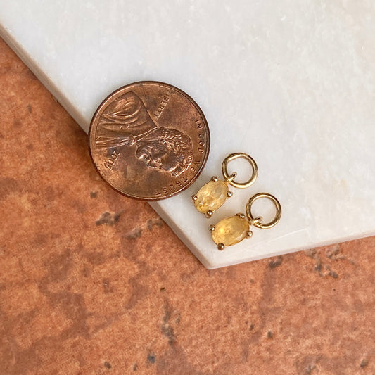 Estate 14KT Gold-Plated Sterling Silver Mini Round Citrine Earring Charms