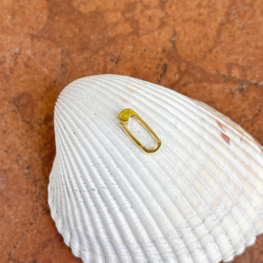 14KT Yellow Gold Elongated Oval Pendant Pearl Enhancer Clasp 10.75mm