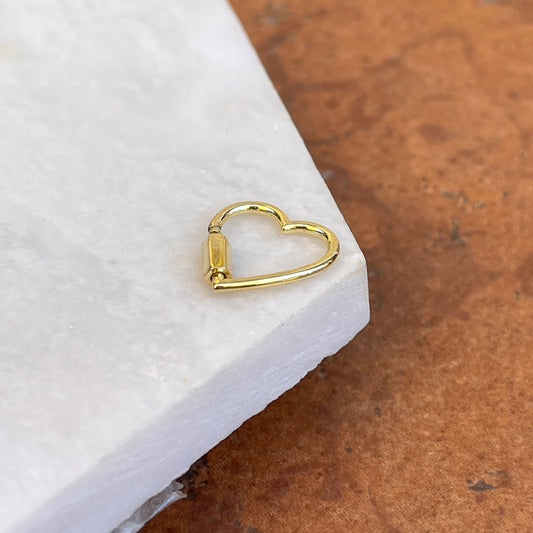 14KT Yellow Gold Open Heart Screw In Enhancer Clasp Link Lock
