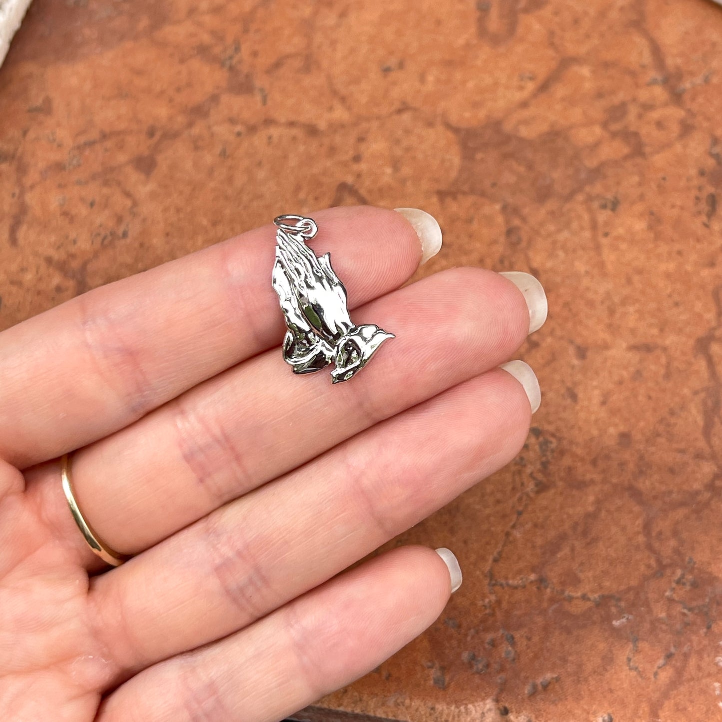 10KT White Gold Praying Hands Pendant Charm