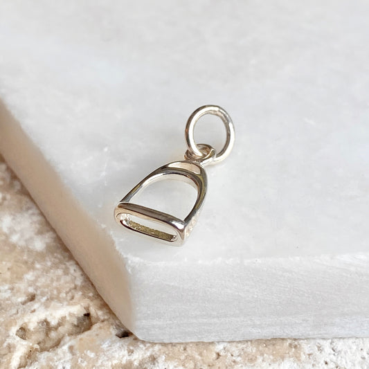 Sterling Silver Horse Stirrup Mini Pendant Charm, Sterling Silver Horse Stirrup Mini Pendant Charm - Legacy Saint Jewelry