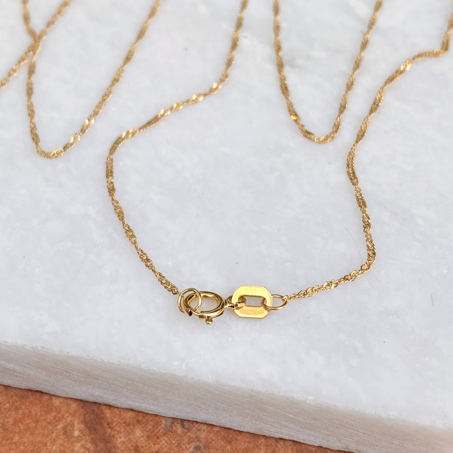 14KT Yellow Gold Diamond-Cut 1mm Singapore Chain Necklace - LSJ