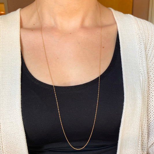 14KT Yellow Gold Diamond-Cut 1mm Singapore Chain Necklace