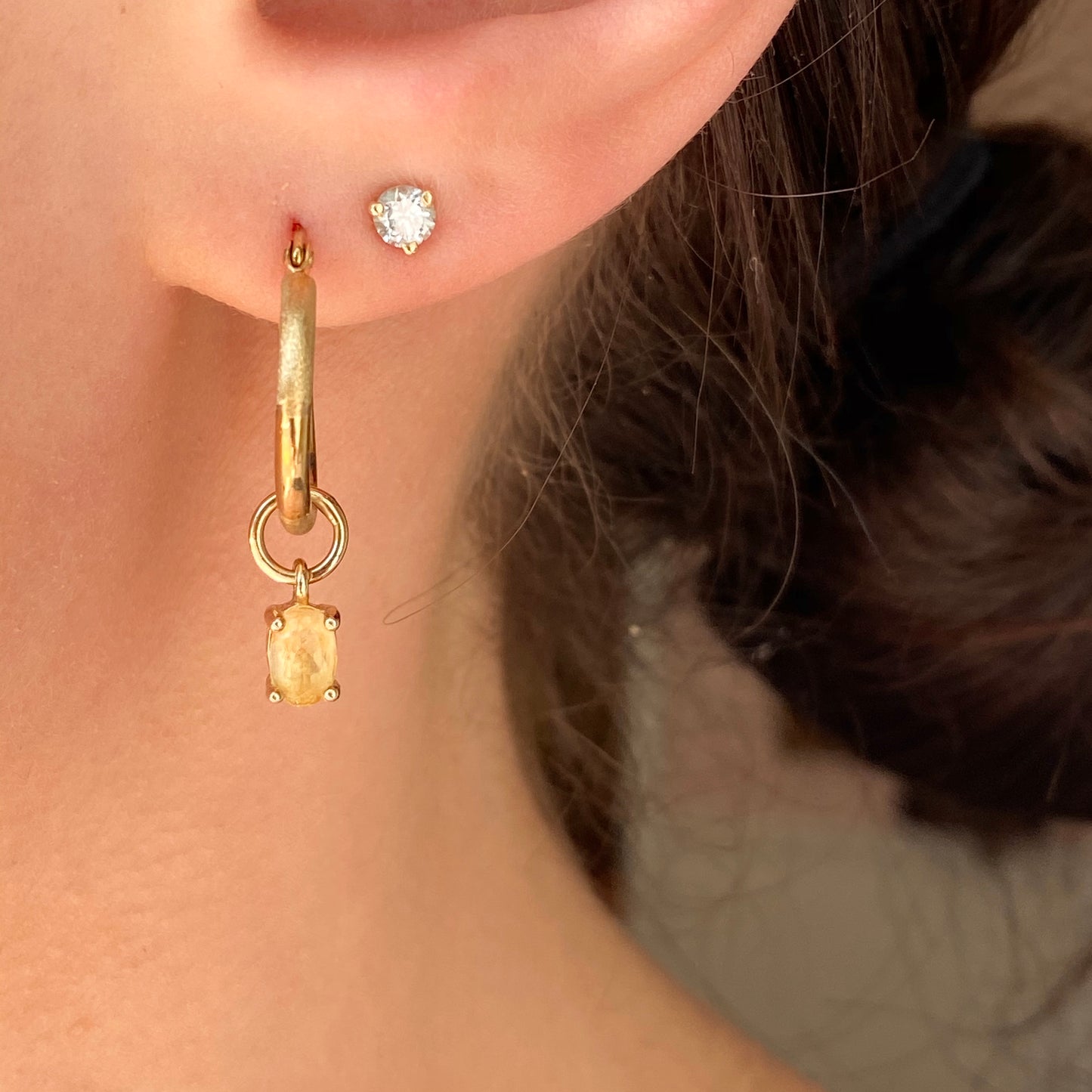 Estate 14KT Gold-Plated Sterling Silver Mini Round Citrine Earring Charms