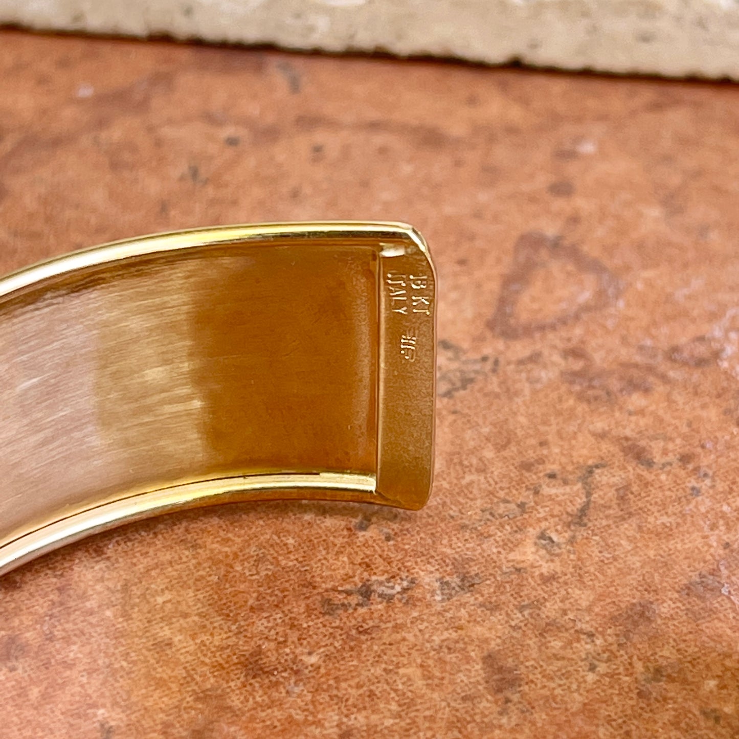 18KT Yellow Gold Hammered Cuff Bracelet 19mm