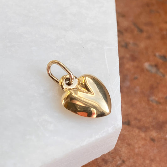 14KT Yellow Gold Small 3-D Heart Pendant Charm 14mm, 14KT Yellow Gold Small 3-D Heart Pendant Charm 14mm - Legacy Saint Jewelry