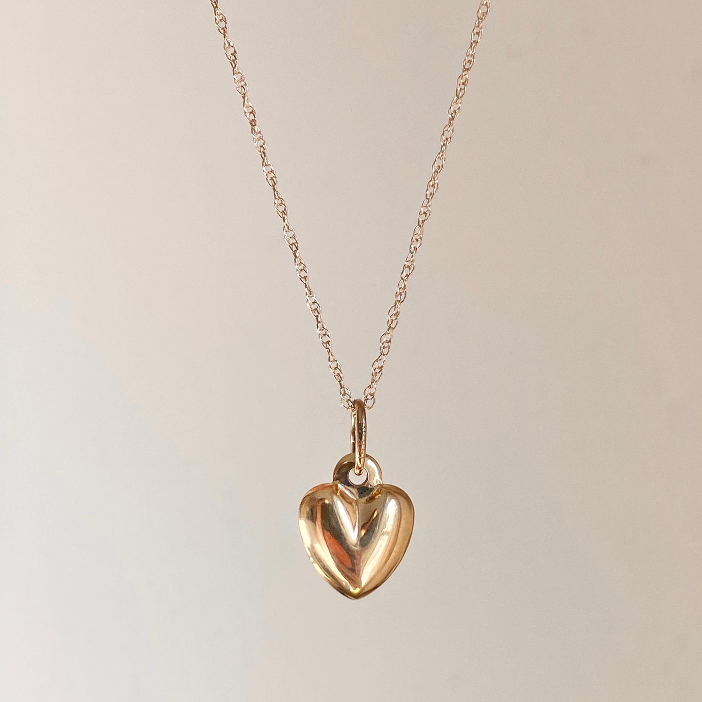 14KT Yellow Gold Small 3-D Heart Pendant Charm 14mm, 14KT Yellow Gold Small 3-D Heart Pendant Charm 14mm - Legacy Saint Jewelry