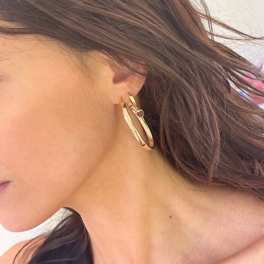 14KT Yellow Gold Polished 4mm Oval Hoop Earrings 48mm