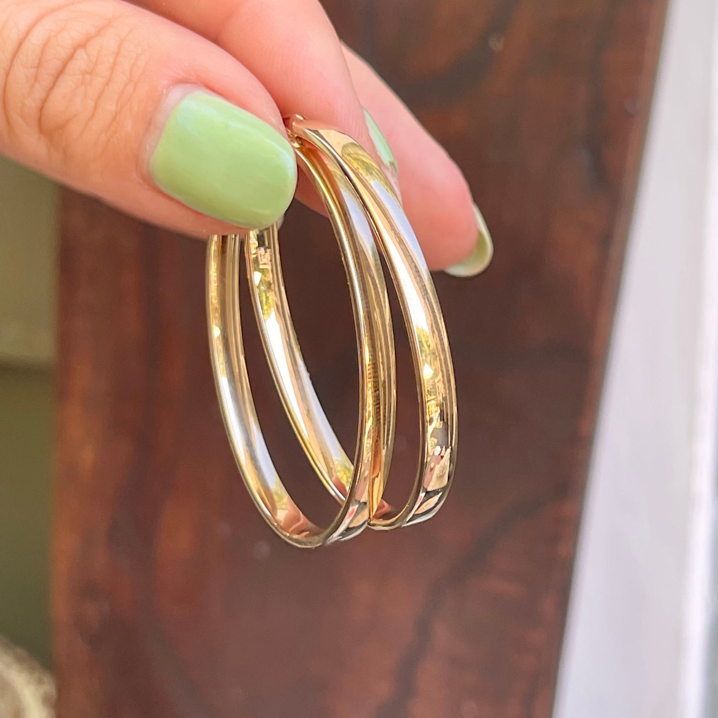 14KT Yellow Gold Polished 4mm Oval Hoop Earrings 48mm