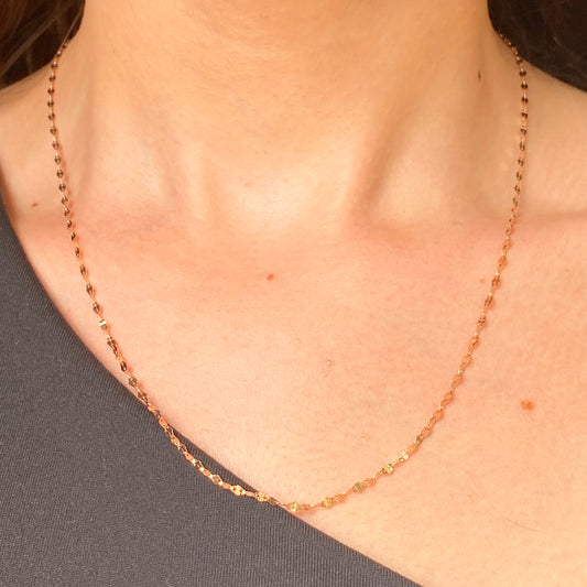 DISCON 14KT Rose Gold 2mm Specialty Diamond-Cut Oval Link Chain Necklace