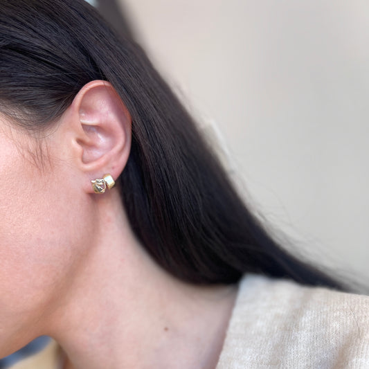 14KT Yellow Gold Small Horse Head Stud Earrings