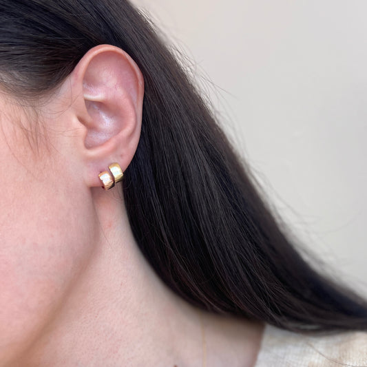 10KT Rose Gold Hinged Mini Huggie Hoop Earrings 9mm