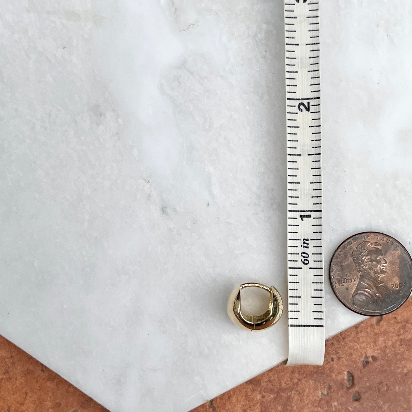 14KT Yellow Gold 10mm Wide Round Huggie Hoop Earrings