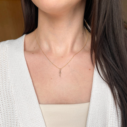 14KT Yellow Gold-Filled 12mm Italian Horn "Corno" Pendant Chain Necklace