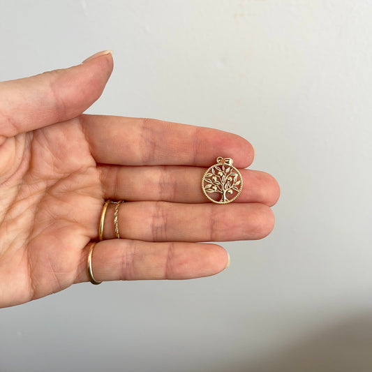 14KT Yellow Gold Round Tree of Life Pendant Charm