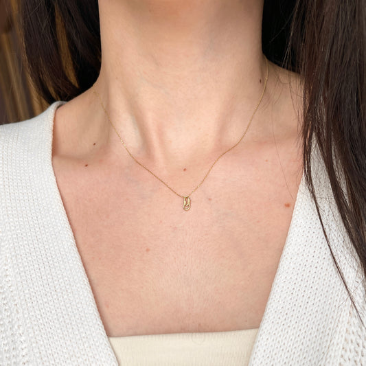 14KT Yellow Gold Mini Paper Clip Pendant Charm Slide 8.5mm