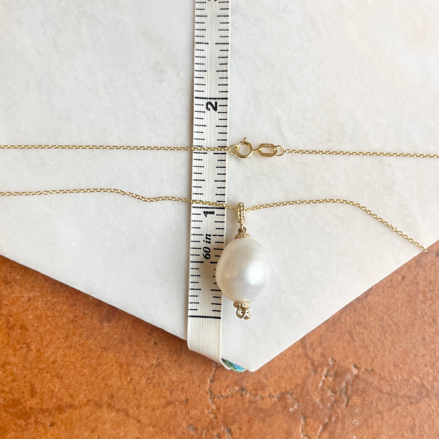 14KT Yellow Gold 11mm Paspaley South Sea Pearl Ornate Pendant Necklace