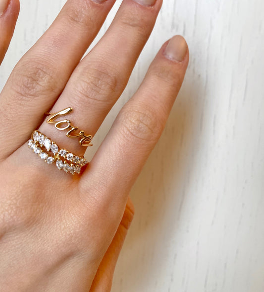 14KT Yellow Gold Love Script Ring, 14KT Yellow Gold Love Script Ring - Legacy Saint Jewelry