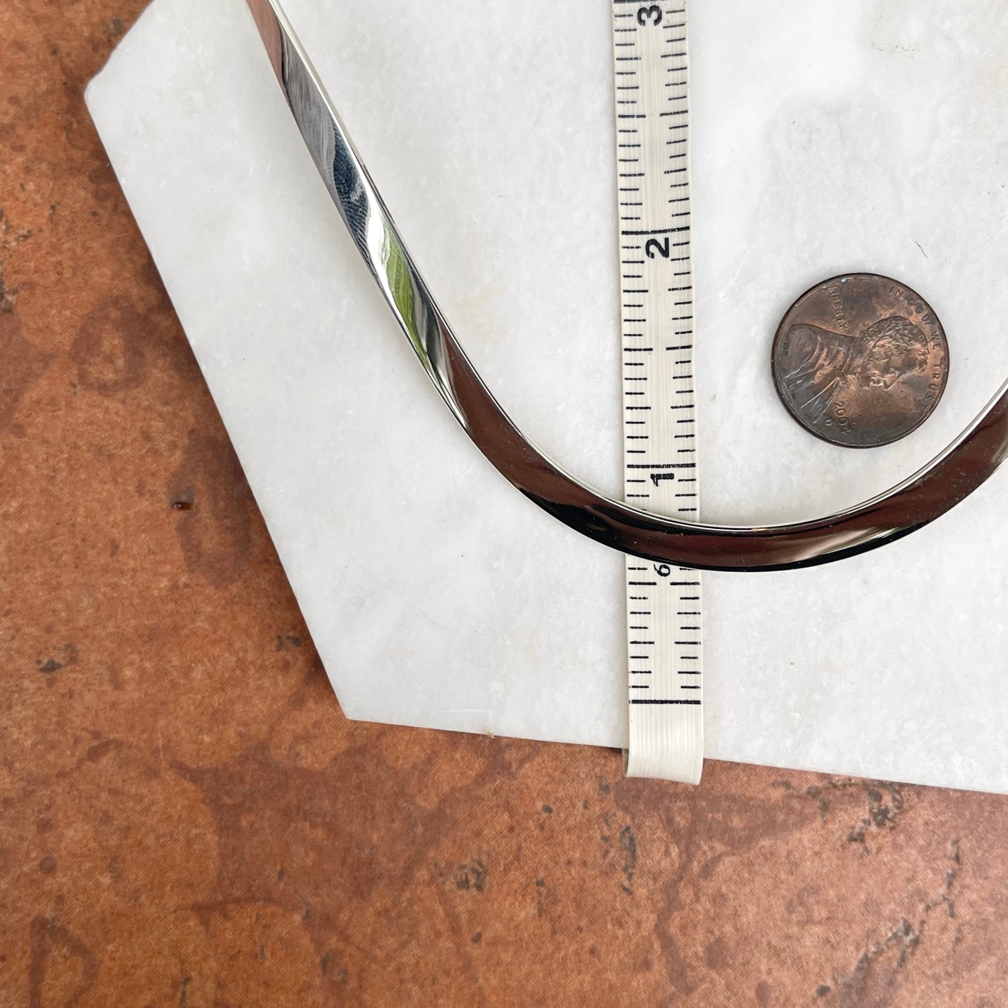 Sterling Silver Flat Oval Dipped Collar Necklace