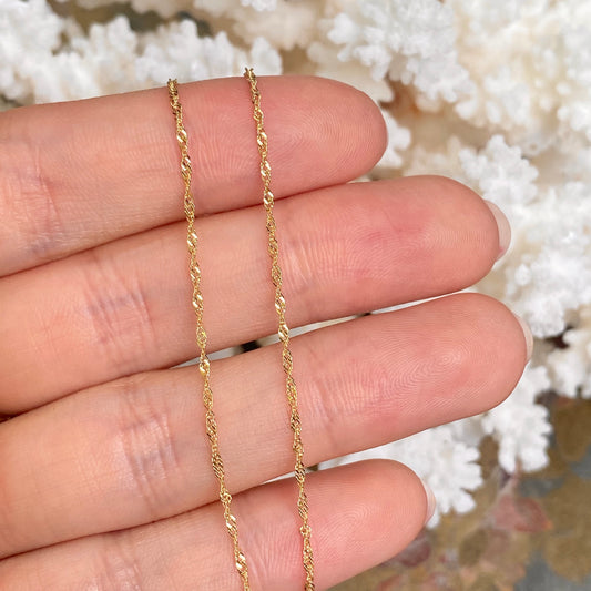 10KT Yellow Gold Singapore Link Anklet 1.1mm