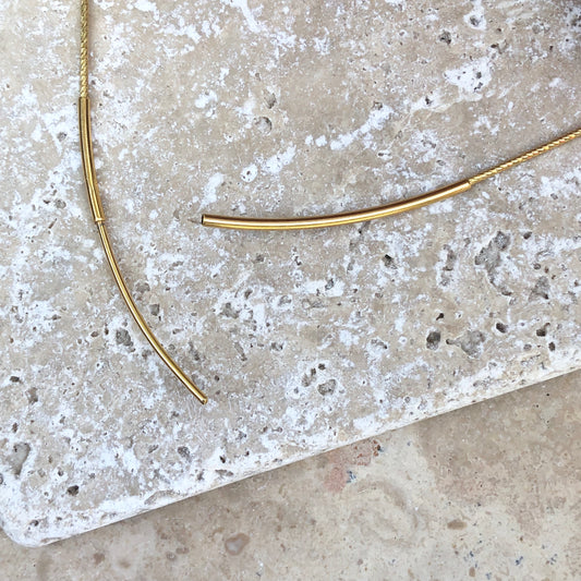 14KT Yellow Gold Vermeil Diamond Cut Weave Neck Wire Necklace 1.2mm - Legacy Saint Jewelry