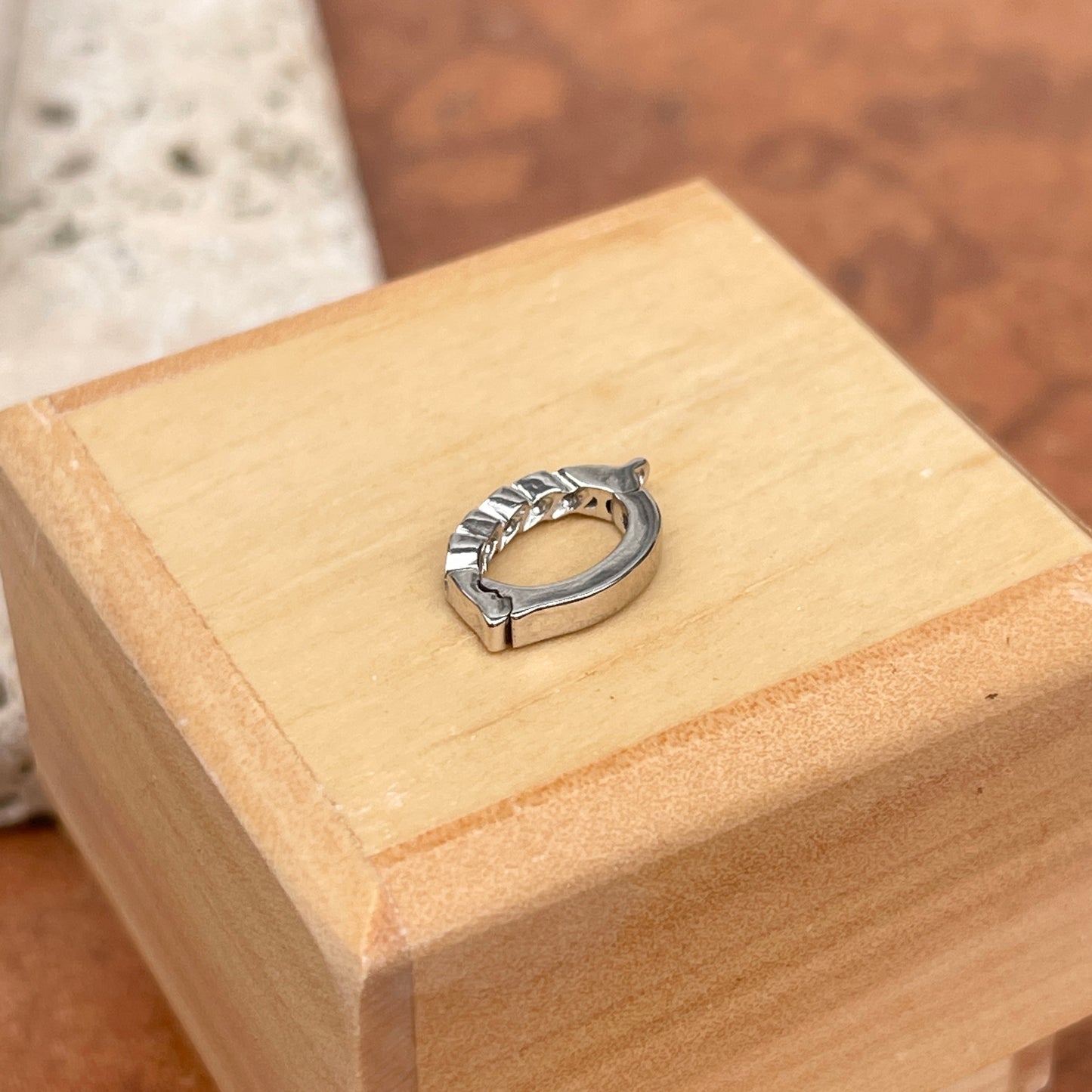 14KT White Gold Diamond Pendant Enhancer Clasp 6mm