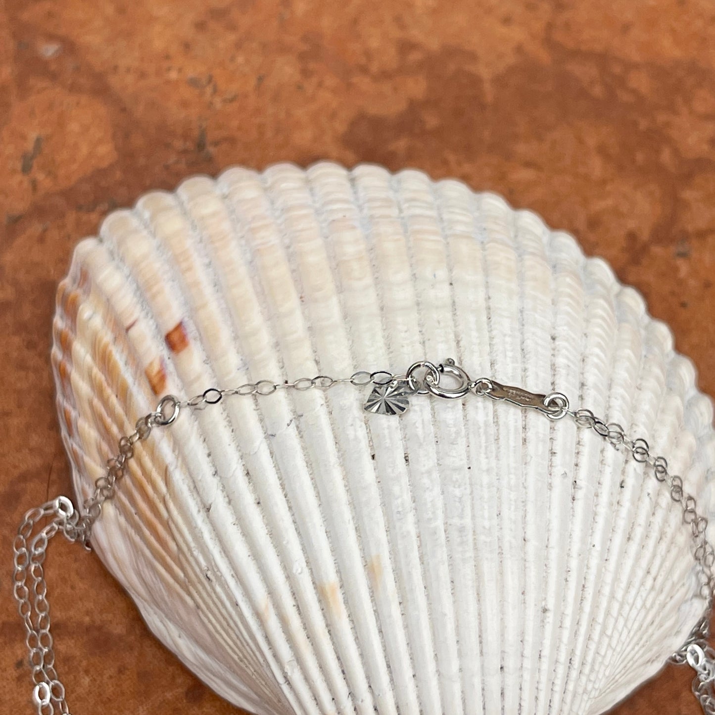 14KT White Gold Double Chain Station Paspaley South Sea Pearl Anklet