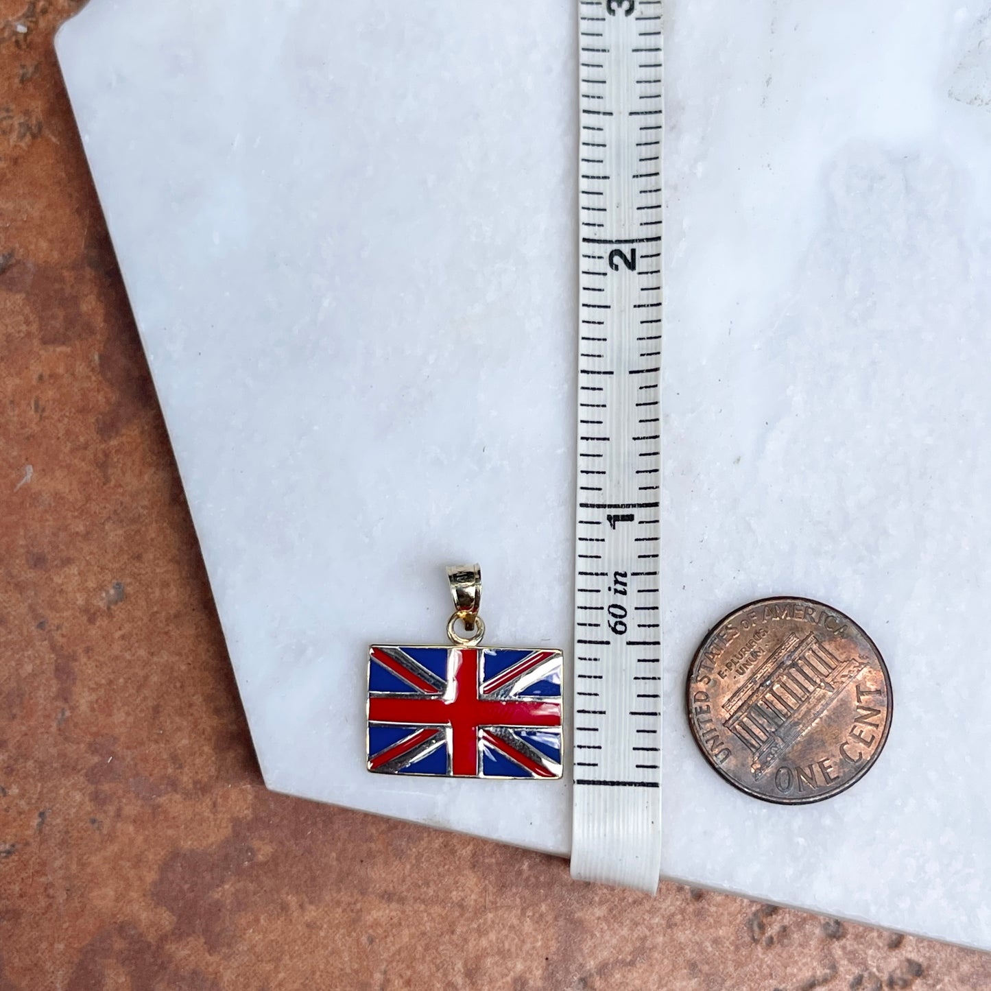 14KT Yellow Gold + Enamel United Kingdom Flag Pendant