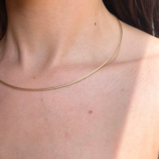14KT Yellow Gold Solid 1.5mm Cable Neck Wire Necklace